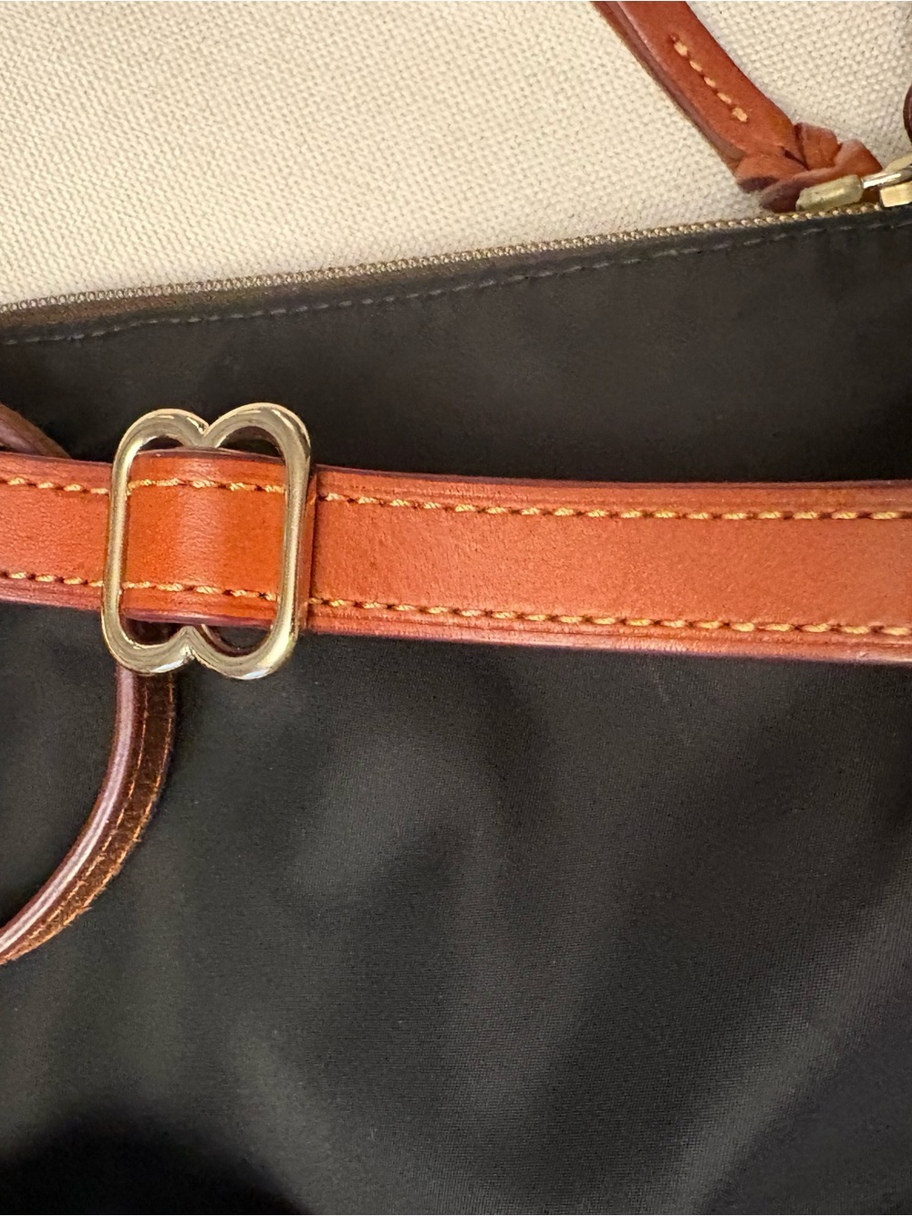 Dooney & Bourke Black Nylon Backpack with Brown Leather Trim EUC - Picture 4 of 10